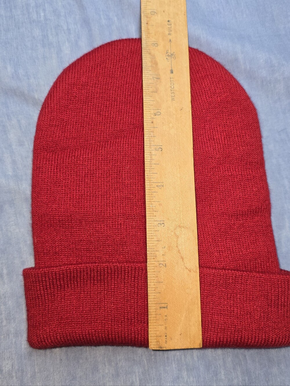 Bright Red Cuffed Knit Beanie Fold-Over Cuff Design